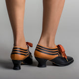 Bernadette Edwardian Oxfords Wide (Cognac/Black)