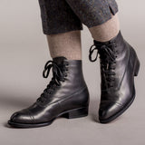 Rainey Vintage Lace-Up Boots (Black)